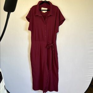 Gal Meets Glam Burgundy Button Front Jumpsuit